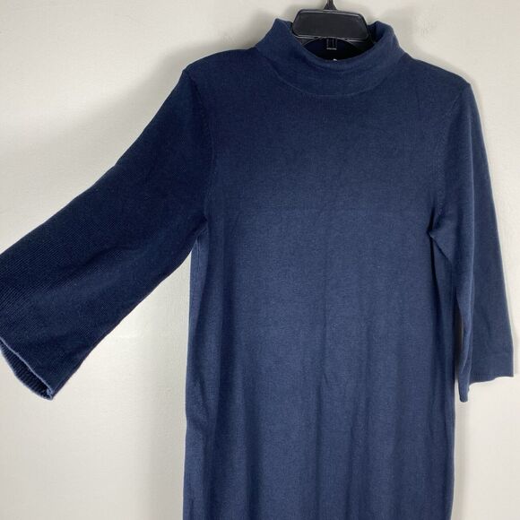 J. Jill sweater Dress Small Navy Blue Knit Turtleneck Minimalist - Picture 3 of 6